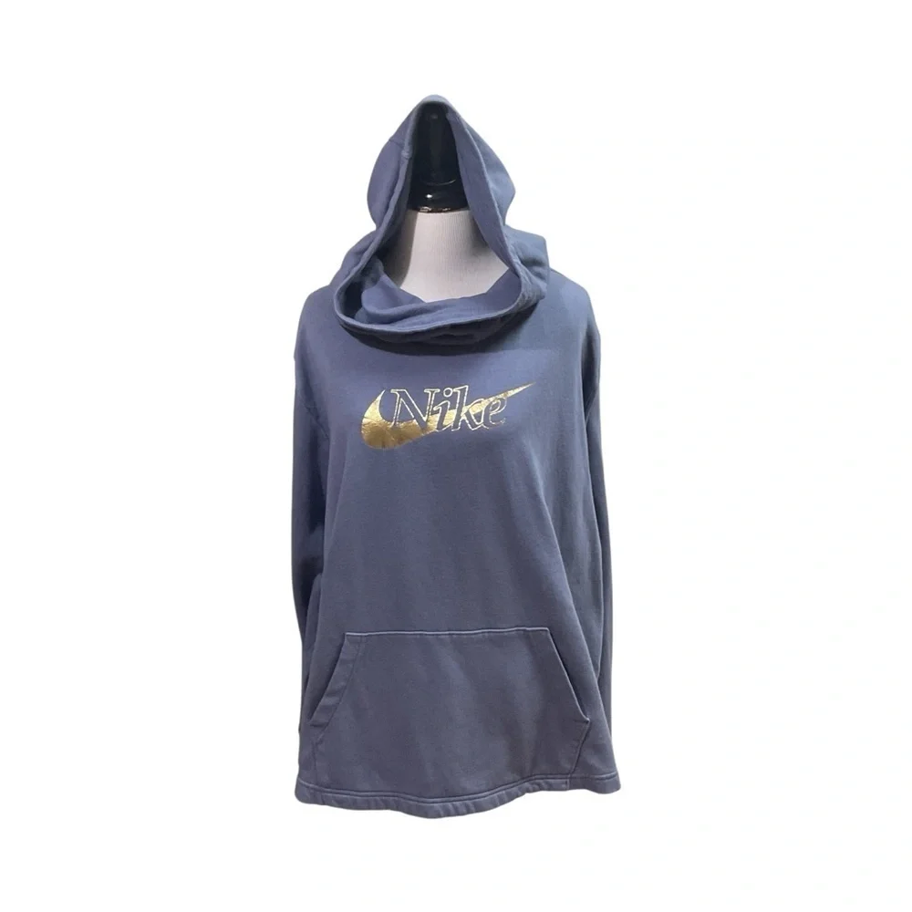 Nike Women's 2X Cowlneck Hoodie Sweater Cropped Kangaroo Pouch Athleisure Gym